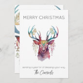 水彩スタッグクリスマスカード 招待状 (正面/裏面)