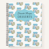 水彩スタンドミキサーパターンお気に入りのレシピ ノートブック (正面)