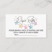 水彩スターズ赤ちゃんシャワーおむつラッフルカード エンクロージャーカード (正面)