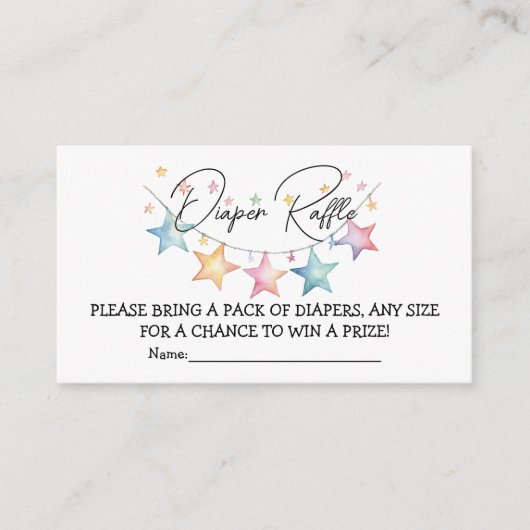 水彩スターズ赤ちゃんシャワーおむつラッフルカード エンクロージャーカード