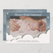 水彩スターベビー統計フォト誕生 案内状 (正面/裏面)