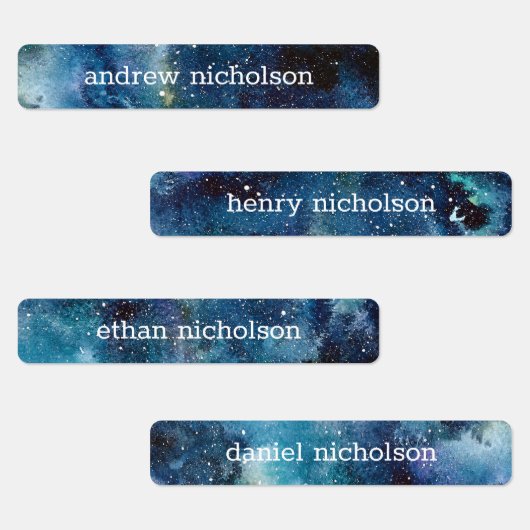 水彩スター宇宙ブルー銀河系防水 ラベル (グループ)