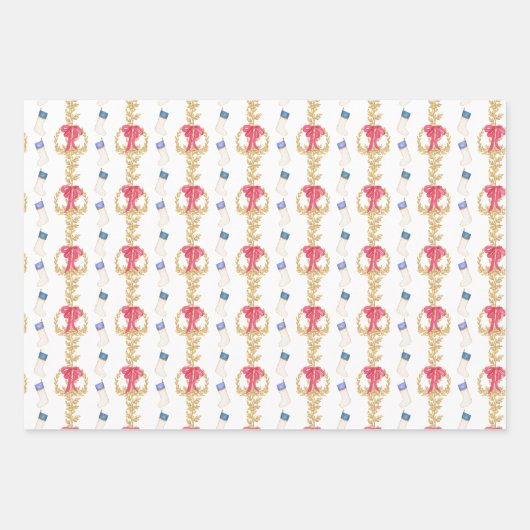 水彩ストッキングとガーランド ラッピングペーパーシート (正面3)