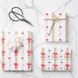 水彩ストッキングとガーランド ラッピングペーパーシート