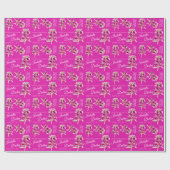 水彩ストック花ピンクのカスタムウェディング ラッピングペーパー (フラット)