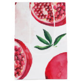 水彩ストライプのザクロ果実 ミディアムペーパーバッグ (裏面)