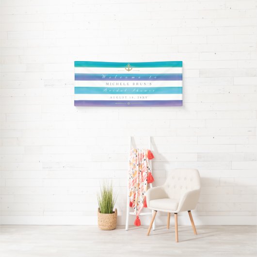 水彩ストライプのブライダルシャワーバナー 横断幕 (インサイチュ)