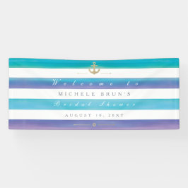 水彩ストライプのブライダルシャワーバナー 横断幕