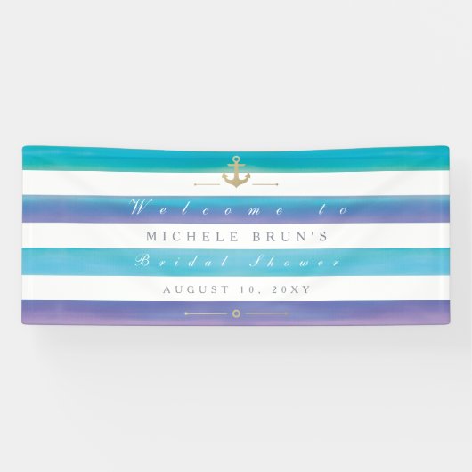 水彩ストライプのブライダルシャワーバナー 横断幕 (横)