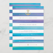 水彩ストライプのブライダルシャワー航海の招待状 招待状 (正面/裏面)