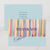 水彩ストライプの感謝カード サンキューカード (正面/裏面)