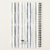 水彩ストライプノートブック – 青 ノートブック (裏面)