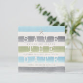 水彩ストライプビーチ結婚式保存日 セーブザデート (スタンド正面)