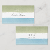 水彩ストライプビーチ結婚式座席表 プレイスカード (正面/裏面)