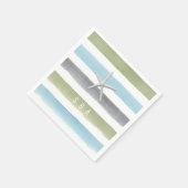 水彩ストライプビーチ結婚式 スタンダードカクテルナプキン (角)