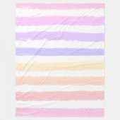 水彩ストライプピンク桃イエロー フリースブランケット (正面)