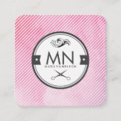 水彩ストライプファンシースタイリストラベル スクエア名刺 (正面)