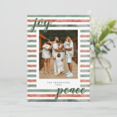 水彩ストライプモダンクリスマスフォト 招待状 (スタンド正面)