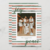 水彩ストライプモダンクリスマスフォト 招待状 (正面/裏面)