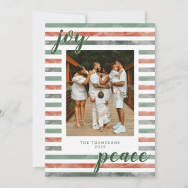 水彩ストライプモダンクリスマスフォト 招待状