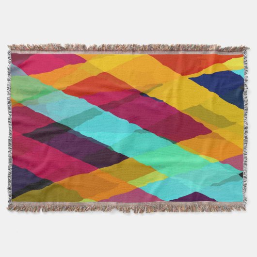 水彩ストライプモチーフ2 スローブランケット (正面)