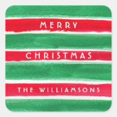 水彩ストライプラベルパーソナライズされたシール スクエアシール (正面)