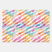 水彩ストライプ水玉模様カラフル ラッピングペーパーシート (正面3)