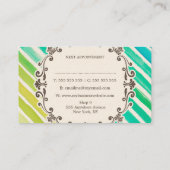 水彩ストライプ美容師アポイントメントカード 予約カード (裏面)