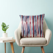 水彩ストライプ色の青とブルゴーニュ クッション (椅子)