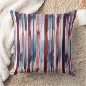 水彩ストライプ色の青とブルゴーニュ クッション (ブランケット)