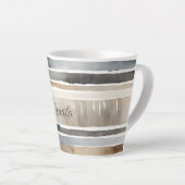 水彩ストライプ色ニュートラル カフェラテマグ (右アングル)