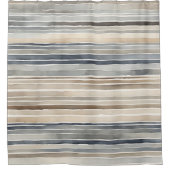 水彩ストライプ色ニュートラル シャワーカーテン (正面)