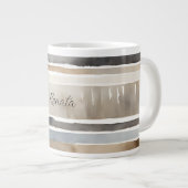 水彩ストライプ色ニュートラル ジャンボコーヒーマグカップ (正面右)