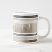 水彩ストライプ色ニュートラル ジャンボコーヒーマグカップ (右)