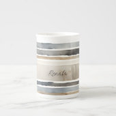 水彩ストライプ色ニュートラル ボーンチャイナマグカップ (正面)