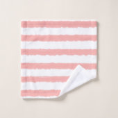 水彩ストライプ色ピンクイエローブルーホワイト バスタオルセット (ウォッシュタオル)