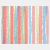 水彩ストライプ色ピンクブルーイエロー フリースブランケット (正面(横))
