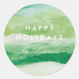 水彩ストライプ色 ラウンドシール