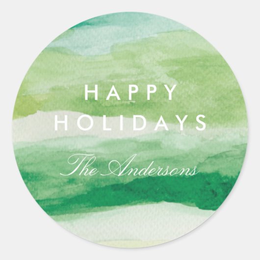 水彩ストライプ色 ラウンドシール (正面)