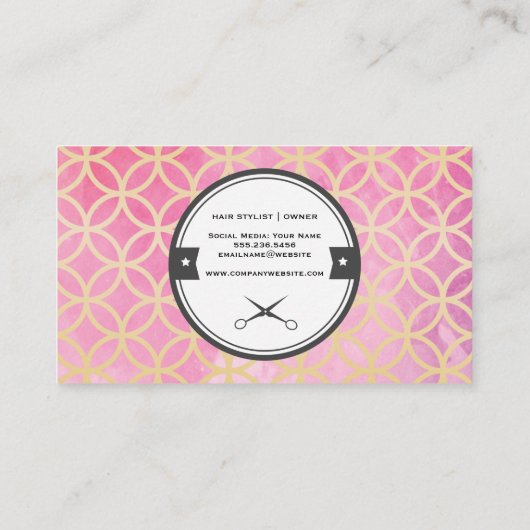 水彩ストライプ金ゴールドファンシー円版 名刺 (裏面)