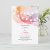 水彩ストリングライトエレガントな結婚式 招待状 (スタンド正面)