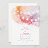 水彩ストリングライトエレガントな結婚式 招待状 (正面/裏面)