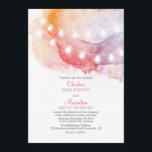 水彩ストリングライトエレガントな結婚式 招待状<br><div class="desc">赤面絵を描のピンク、黄色と紫 – サンセット色の手の水の色結婚式招待状。可愛カジュアルいシンプルとテーマのストリングライトの結婚式を呼びモダン出す結婚式の。</div>