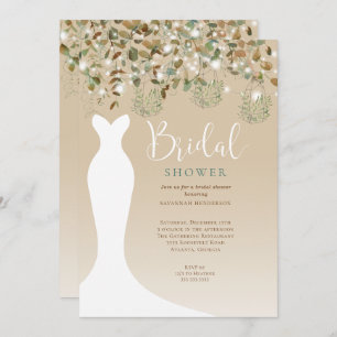 水彩ストリングライトランタンブライダルシャワー 招待状