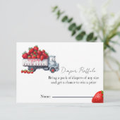 水彩ストロベリーおむつラッフルベビーシャワー 招待状 (スタンド正面)