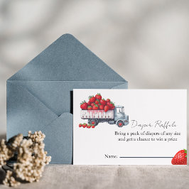 水彩ストロベリーおむつラッフルベビーシャワー 招待状