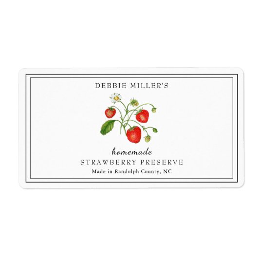 水彩ストロベリーガーゼ/ジャム ラベル (正面)