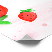 水彩ストロベリーガール赤ちゃんシャワーへようこそ ポスター (角)