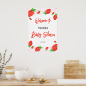 水彩ストロベリーガール赤ちゃんシャワーへようこそ ポスター (キッチン)