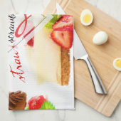 水彩ストロベリースイーツラブモノグラム キッチンタオル (四つ折り)
